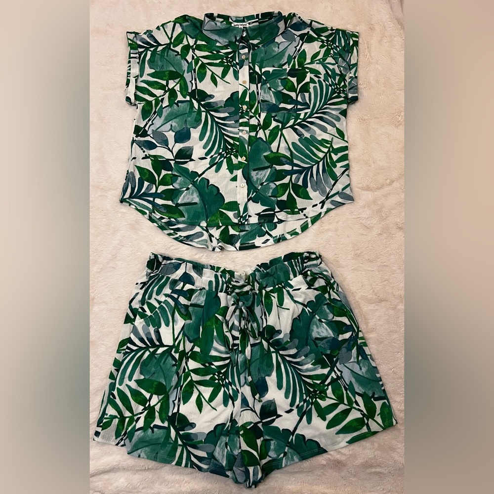 Kathy Ireland Tropical Green Leaf Set Sz 2x